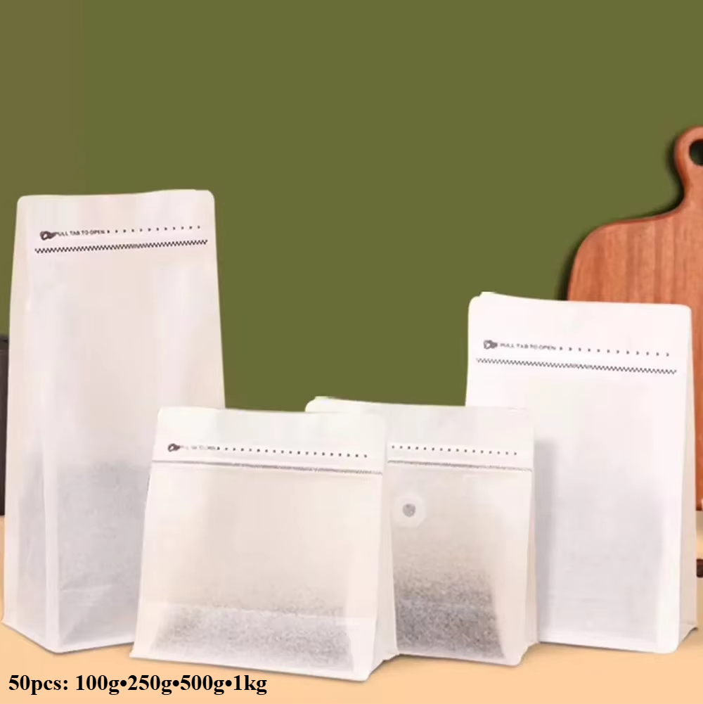 Ziploc Food Storage - 50 adet Biyobozunur Kahve Torbaları 100g