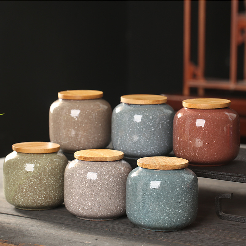 Food Storage Jars With Wooden Lids - Seramik Mini kavanoz ahşap kapaklı mühürlü