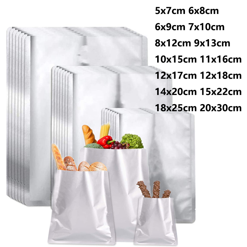Food Storage Mylar Bags - 5-50 adet Gümüş vakumlama makinesi Alüminyum
