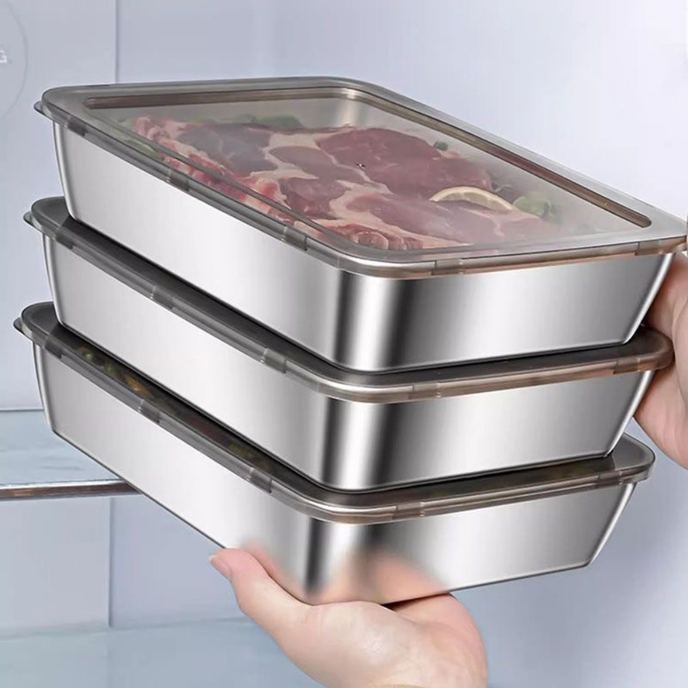 Food Storage In Stainless Steel - Gıda Sınıfı Paslanmaz Çelik Kapaklı Servis