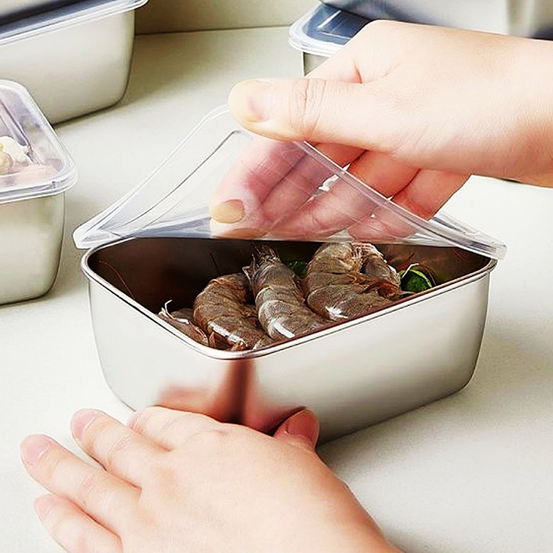 Food Storage Vault - Plastik kapaklı 600ml paslanmaz çelik buzdolabı