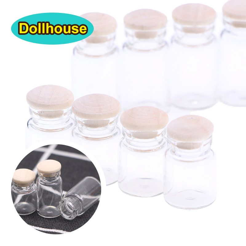 Food Storage Jars With Wooden Lids - 4 adet 1:12 Dollhouse minyatür cam