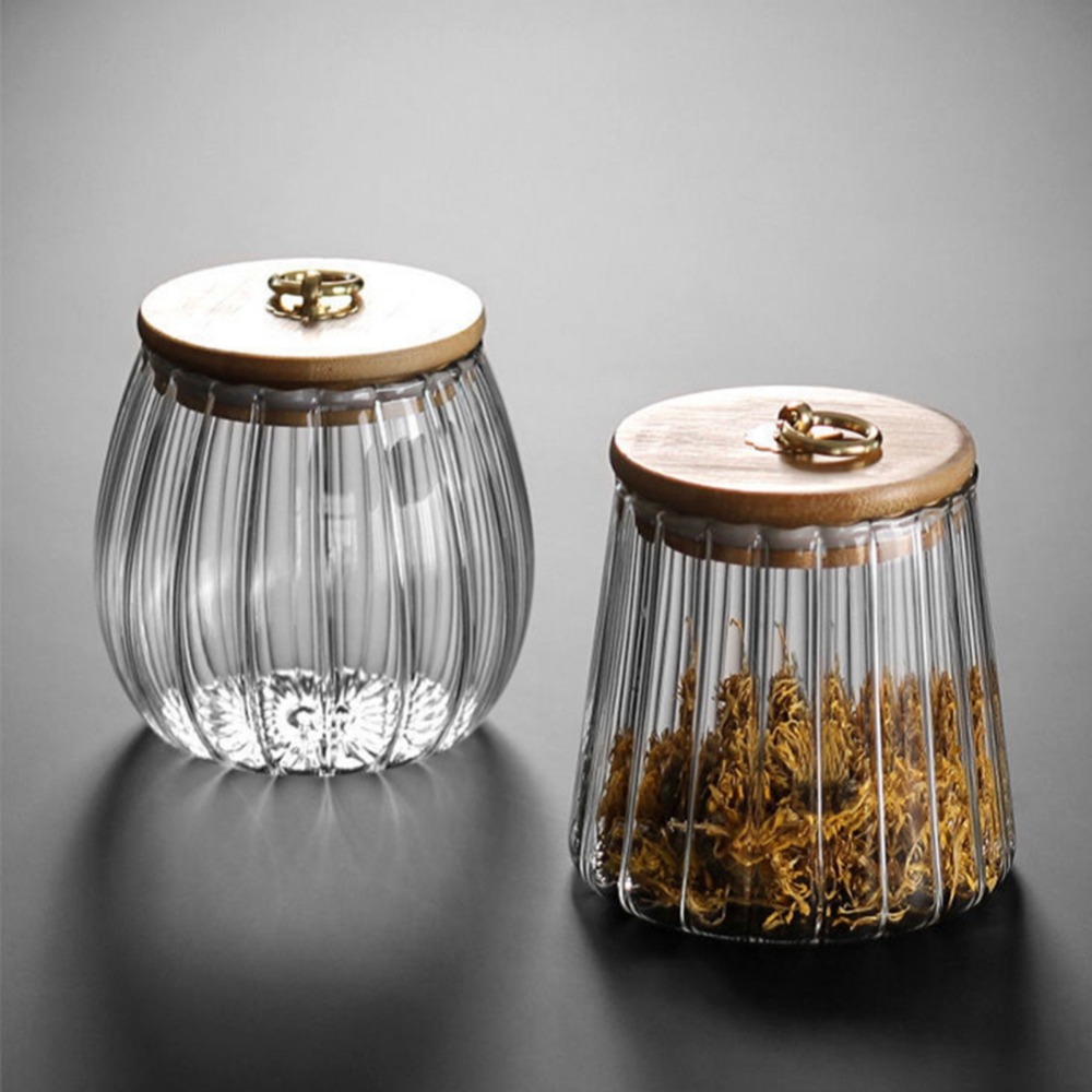 Food Storage Jars With Wooden Lids - Gıda Kabı Mutfak Depolama Şişeleri Kavanoz