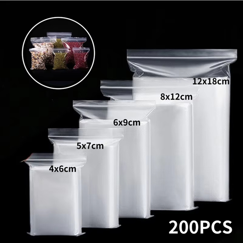 Food Storage Vacuum Bags - 100 adet Şeffaf Kilitli Poşet Gıda