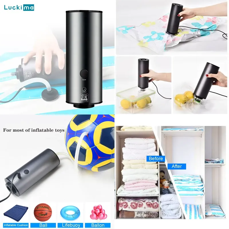 Food Storage Vacuum Bags - 2'si 1 Arada Taşınabilir Hava Vakum