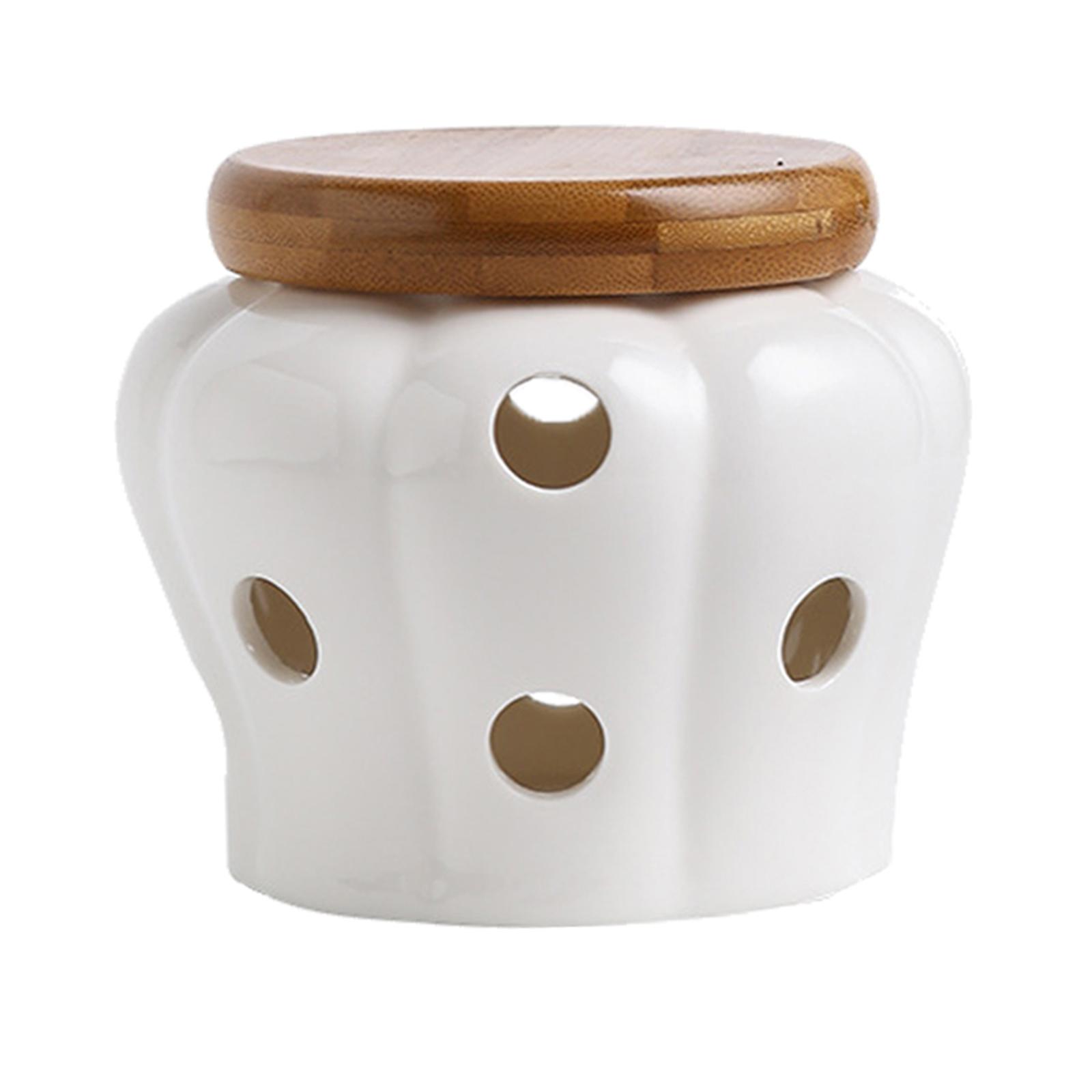 Ahşap Kapaklı Seramik Sarımsak - Food Storage Jars With Wooden Lids incelemesi ve fiyatı