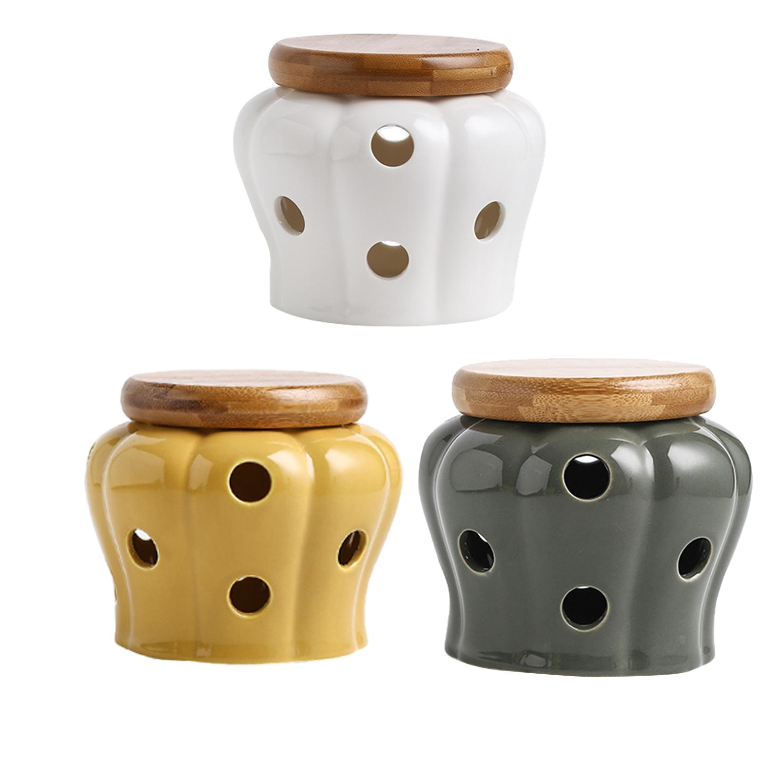 Ahşap Kapaklı Seramik Sarımsak - Food Storage Jars With Wooden Lids incelemesi ve fiyatı