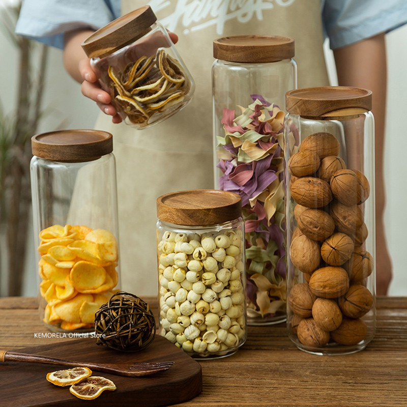 Ahşap Kapaklı Cam Hava Geçirme - Food Storage Jars With Wooden Lids incelemesi ve fiyatı