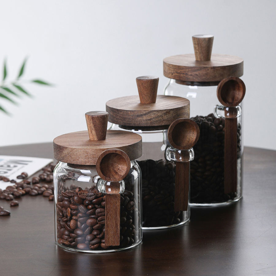 Ahşap Kapaklı ve Kepçeli Cam G - Food Storage Jars With Wooden Lids incelemesi ve fiyatı