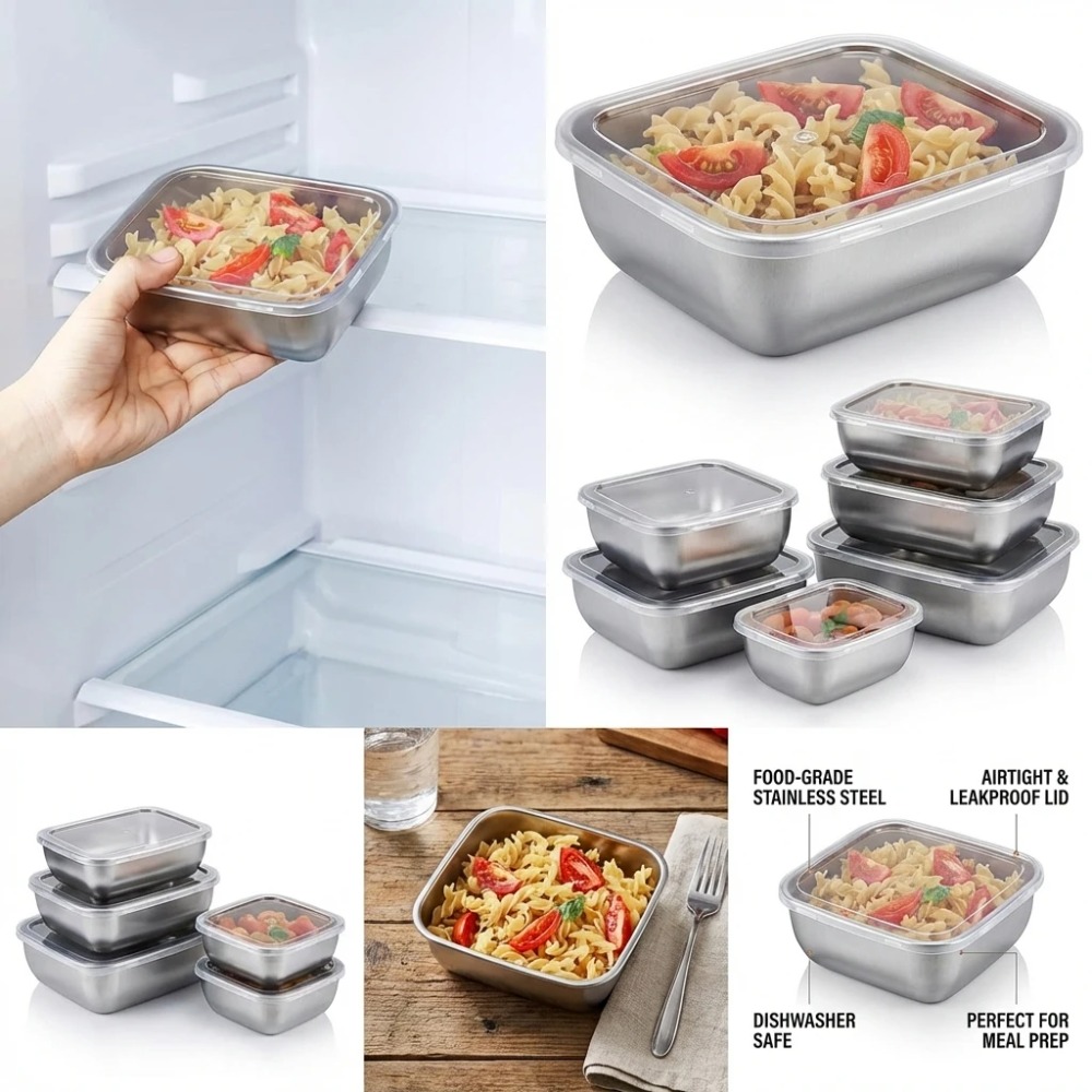 6 Adet Paslanmaz Çelik Gıda Sa - Food Storage In Stainless Steel incelemesi ve fiyatı