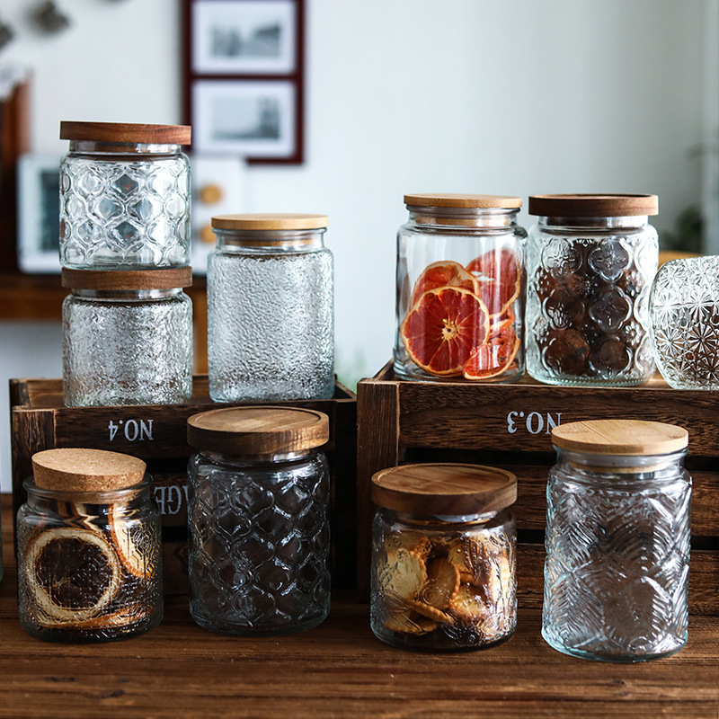 Vintage kabartmalı cam saklama - Food Storage Jars With Wooden Lids incelemesi ve fiyatı