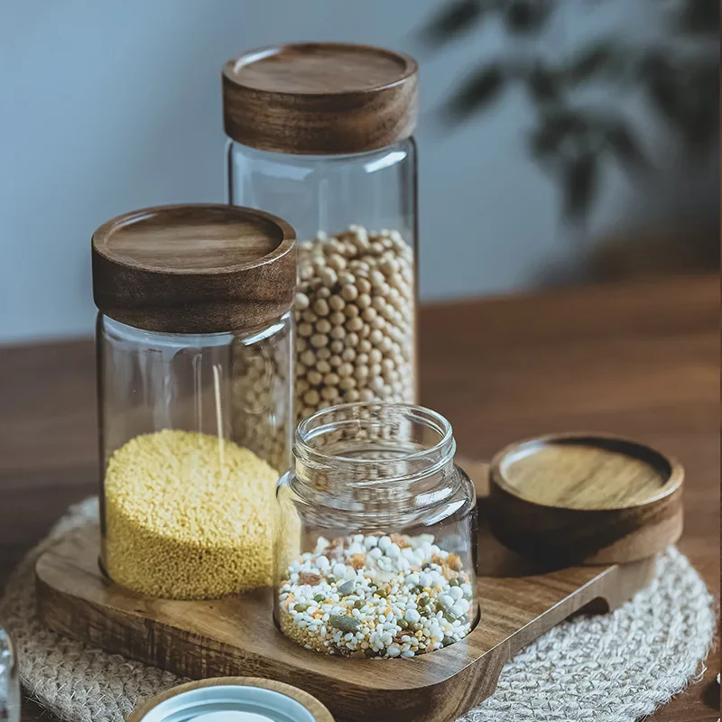 Ahşap kapak Orgnizer cam hava  - Food Storage Jars With Wooden Lids incelemesi ve fiyatı
