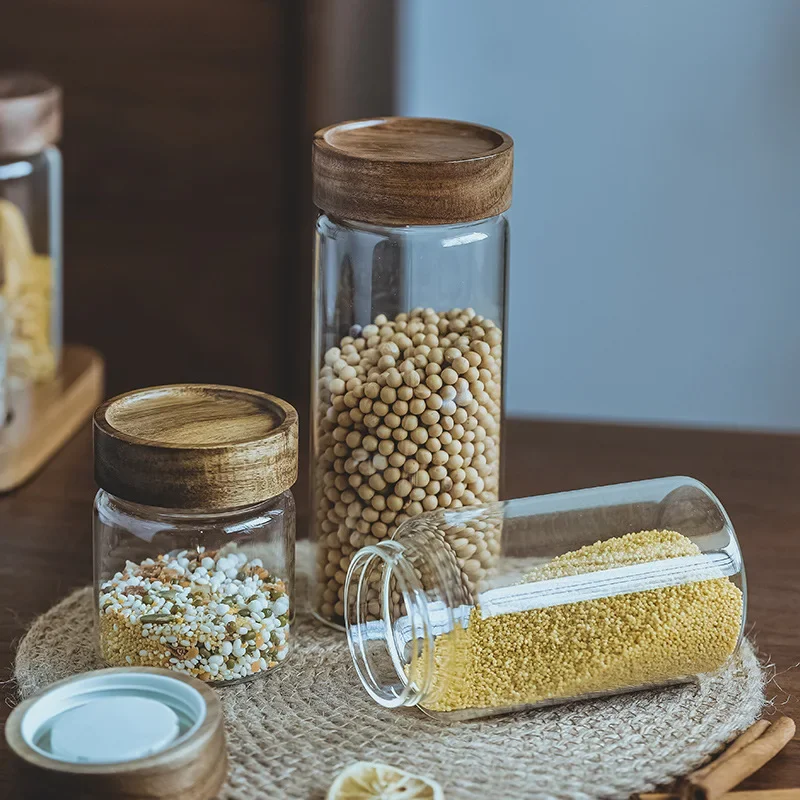 Ahşap kapak Orgnizer cam hava  - Food Storage Jars With Wooden Lids incelemesi ve fiyatı