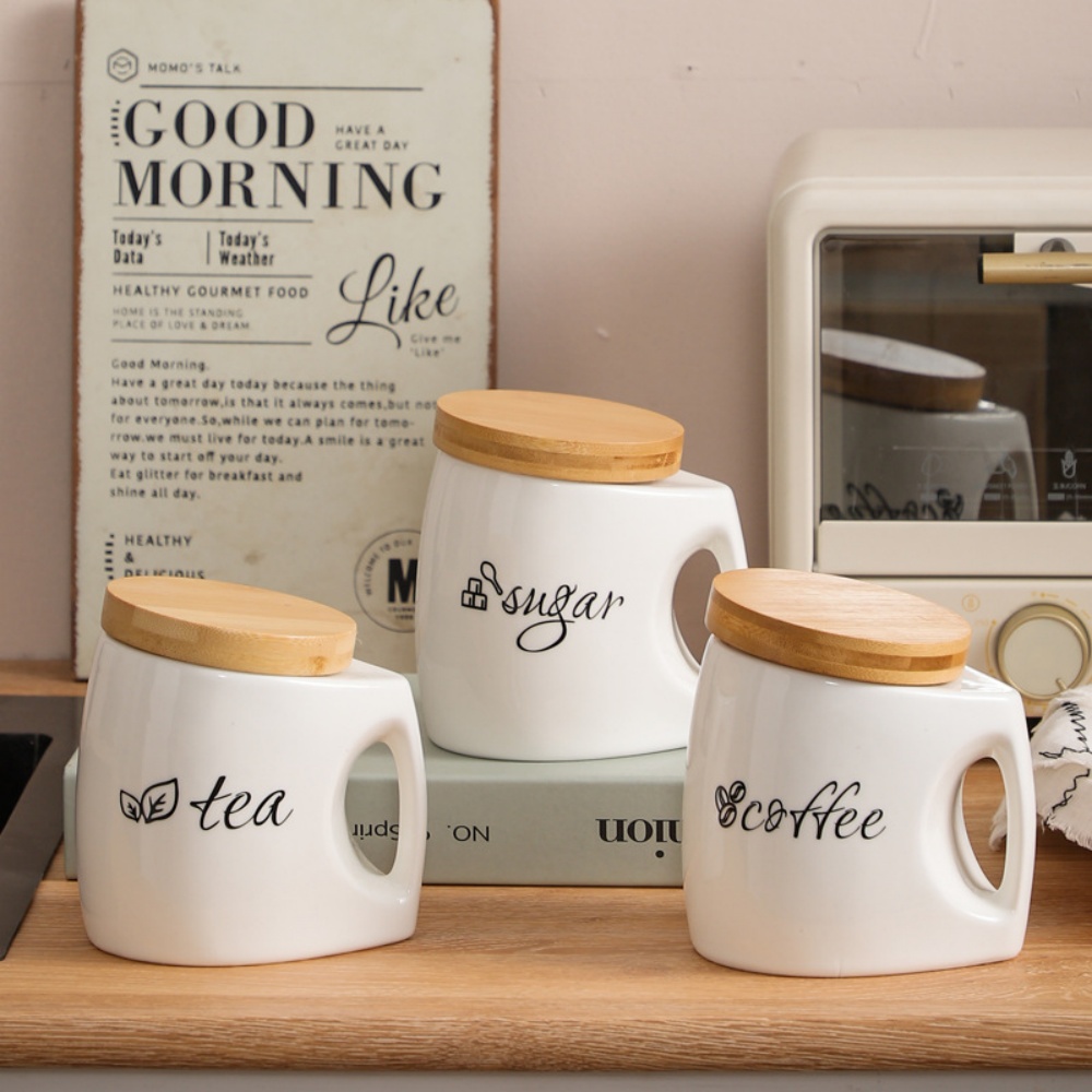Seramik Saklama Kavanozu, Bamb - Food Storage Jars With Wooden Lids incelemesi ve fiyatı