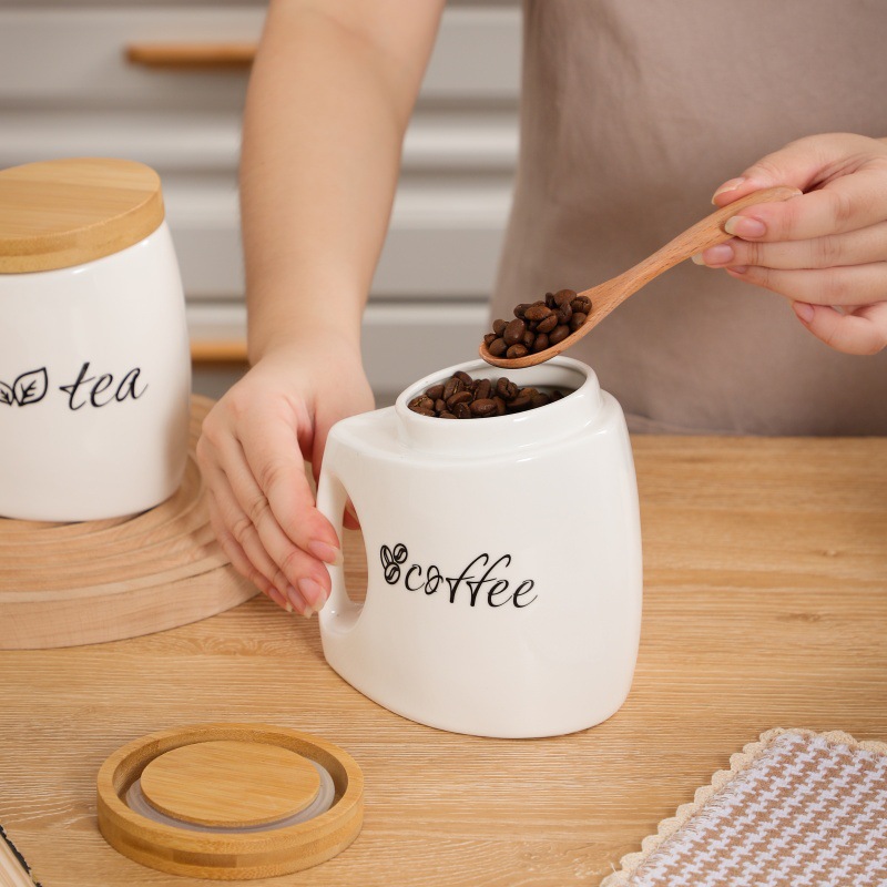 Seramik Saklama Kavanozu, Bamb - Food Storage Jars With Wooden Lids incelemesi ve fiyatı