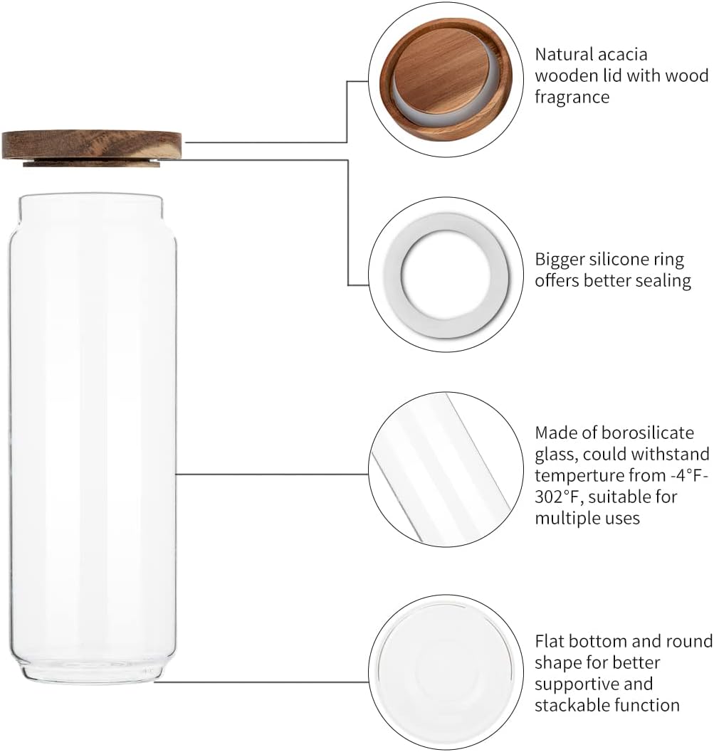 4'lü Paket 34 OZ Ahşap Kapaklı - Food Storage Jars With Wooden Lids incelemesi ve fiyatı